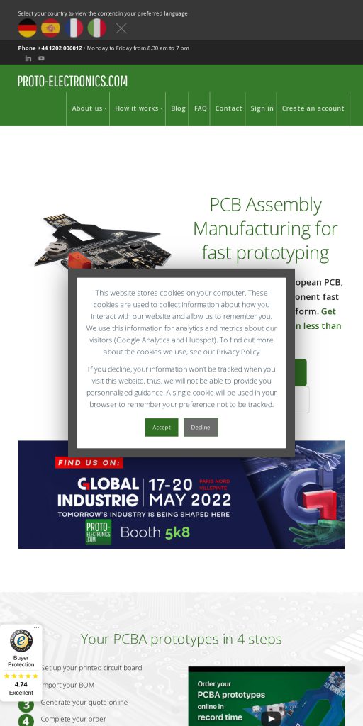 Captura de la portada de proto-electronics.com