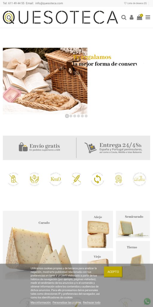 Captura de la portada de quesoteca.com