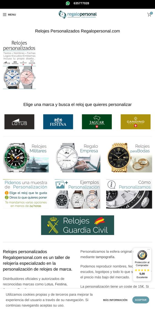 Captura de la portada de regalopersonal.com