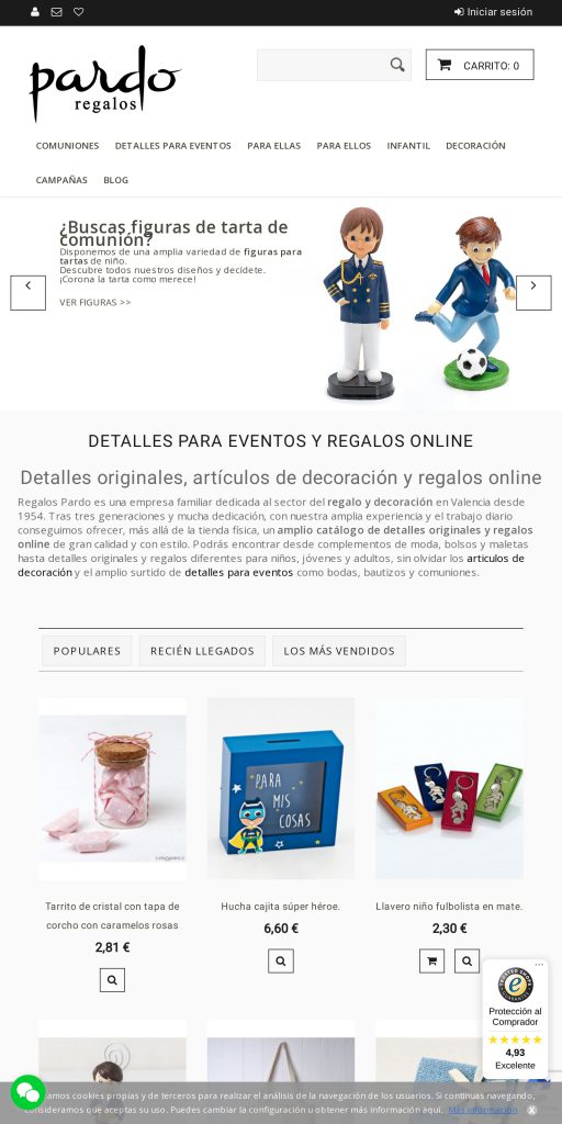 Captura de la portada de regalosoriginales.com