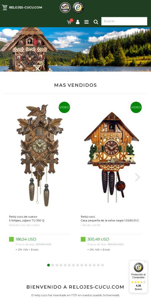 Captura de la portada de relojes-cucu.com
