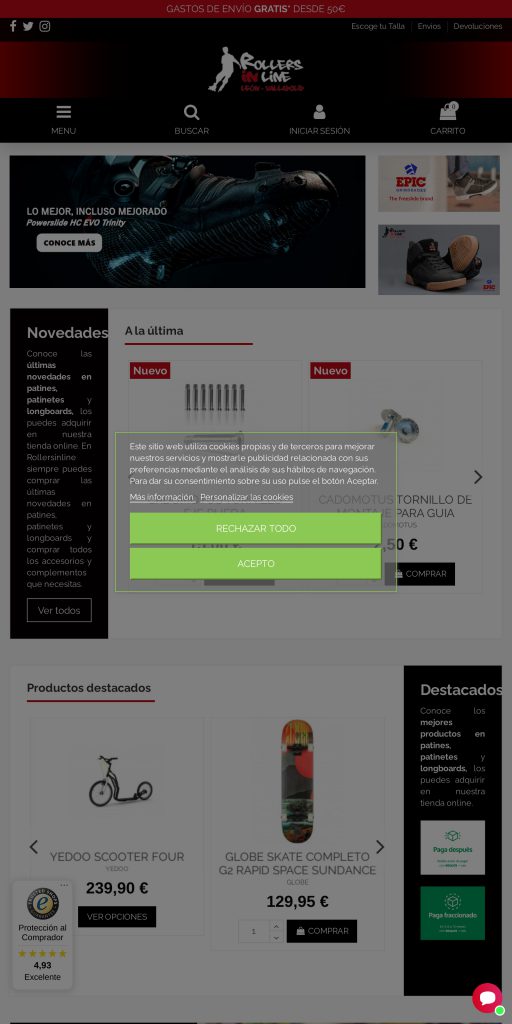 Captura de la portada de rollersinline.com