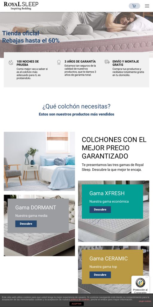 Captura de la portada de royalsleep.shop