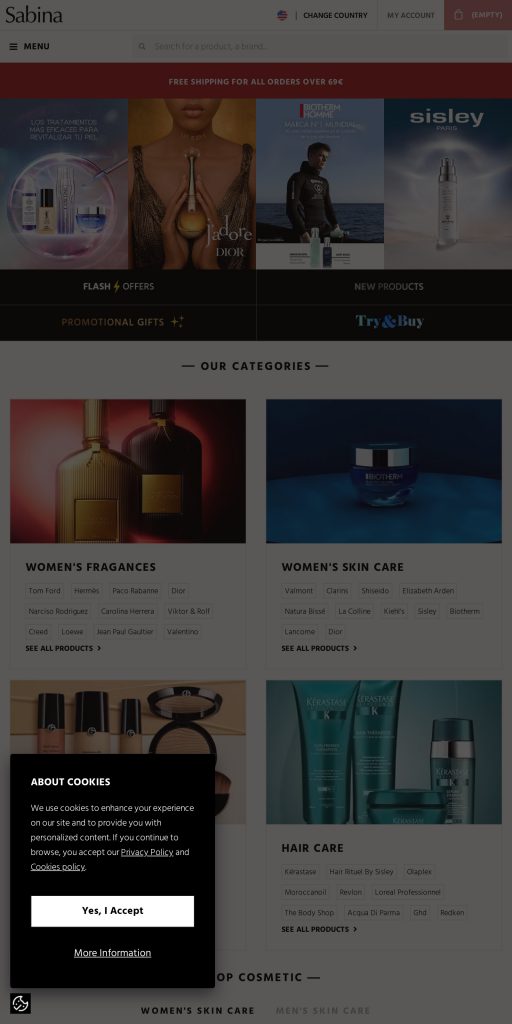 Captura de la portada de sabinastore.com