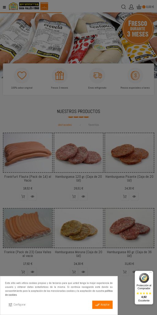Captura de la portada de embutidosonline.com