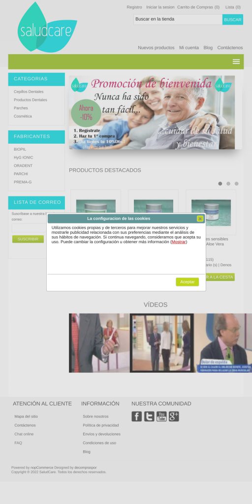 Captura de la portada de saludcare.es