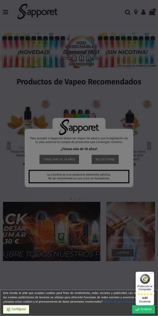 Captura de la portada de sapporet.es