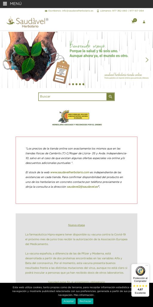 Captura de la portada de saudavelherbolario.com