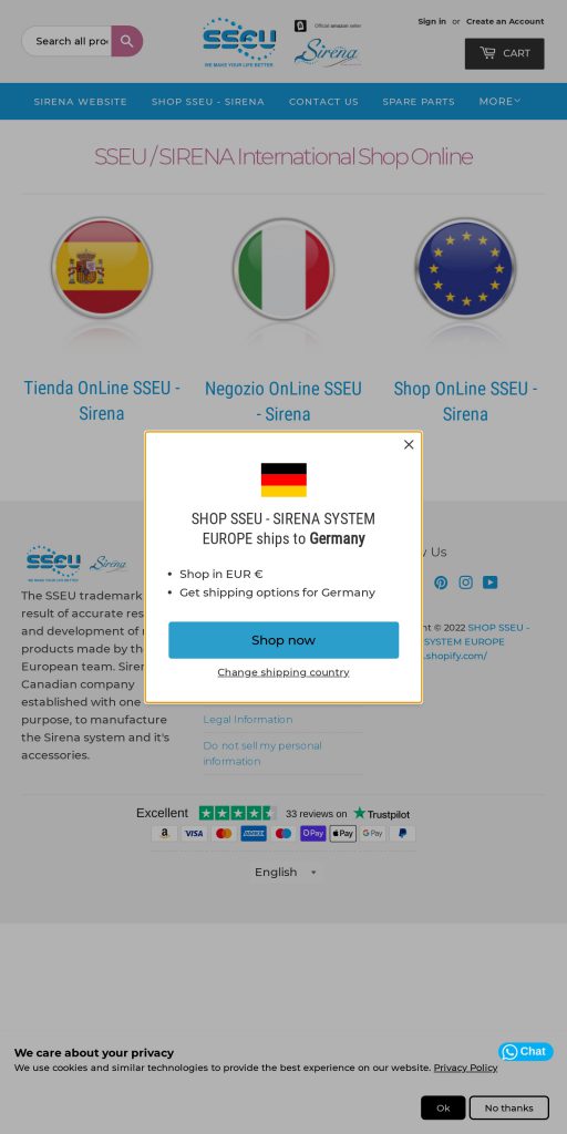 Captura de la portada de shop.sirenasystem.eu