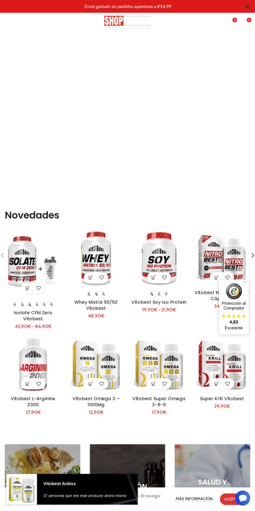 Captura de la portada de shopfitness.es