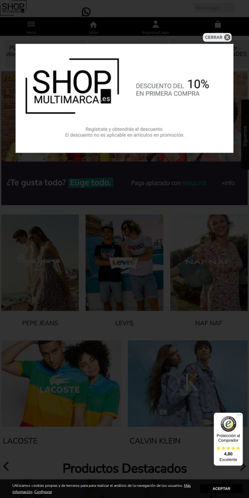 Captura de la portada de shopmultimarca.es