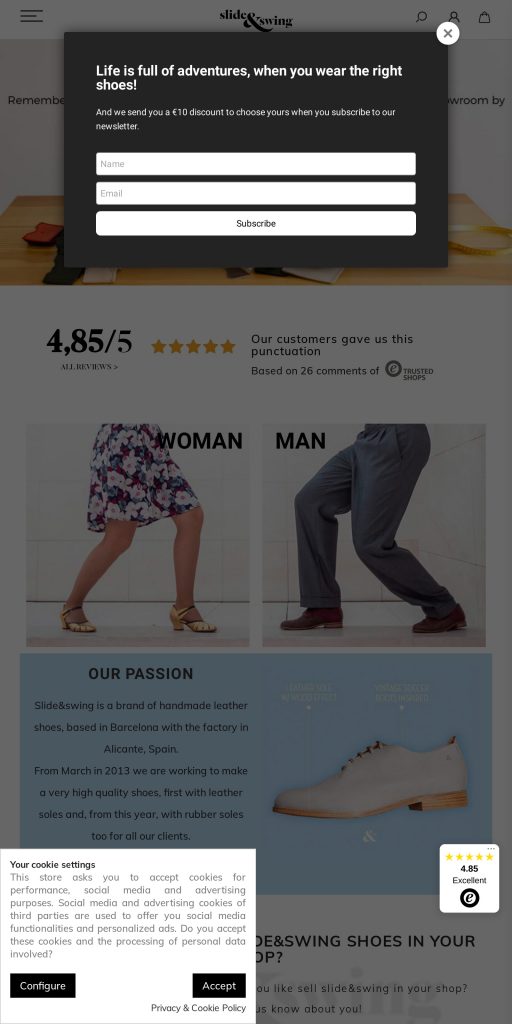 Captura de la portada de slideandswing.es