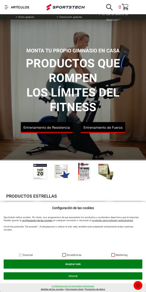 Captura de la portada de sportstech.es