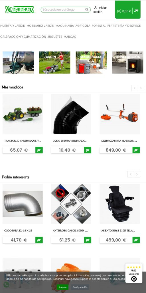 Captura de la portada de suministroscamara.com