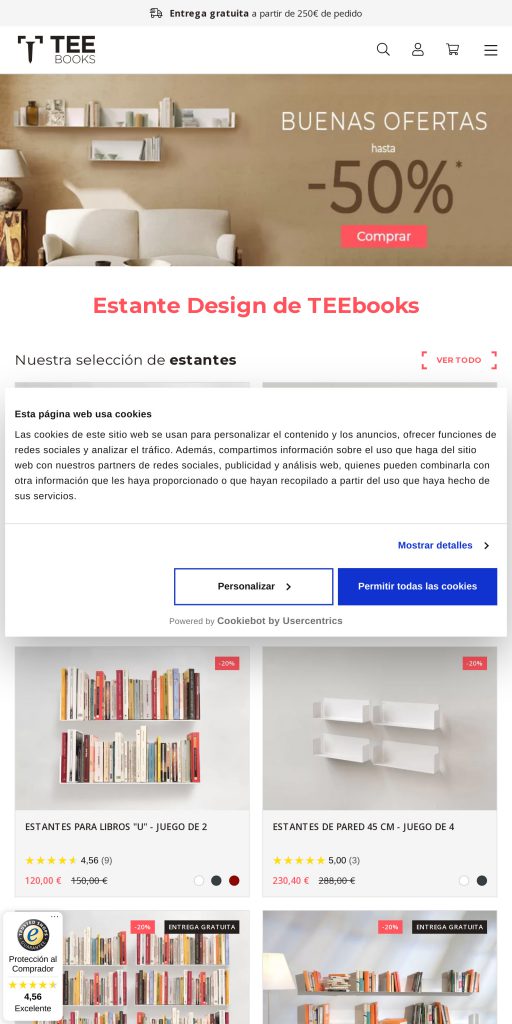Captura de la portada de teebooks.es
