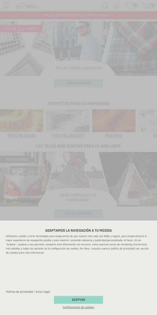 Captura de la portada de telas.es