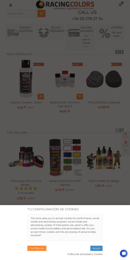 Captura de la portada de tiendaracingcolors.com