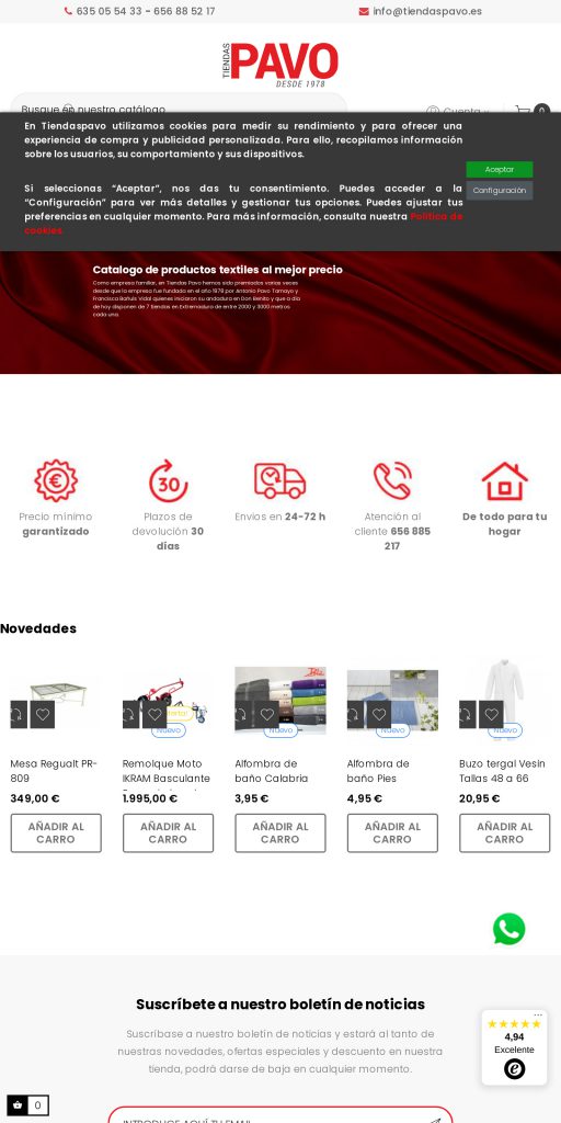 Captura de la portada de tiendaspavo.es