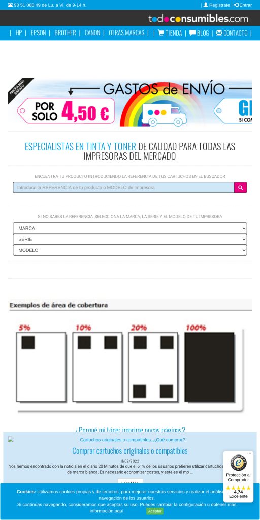 Captura de la portada de todoconsumibles.com