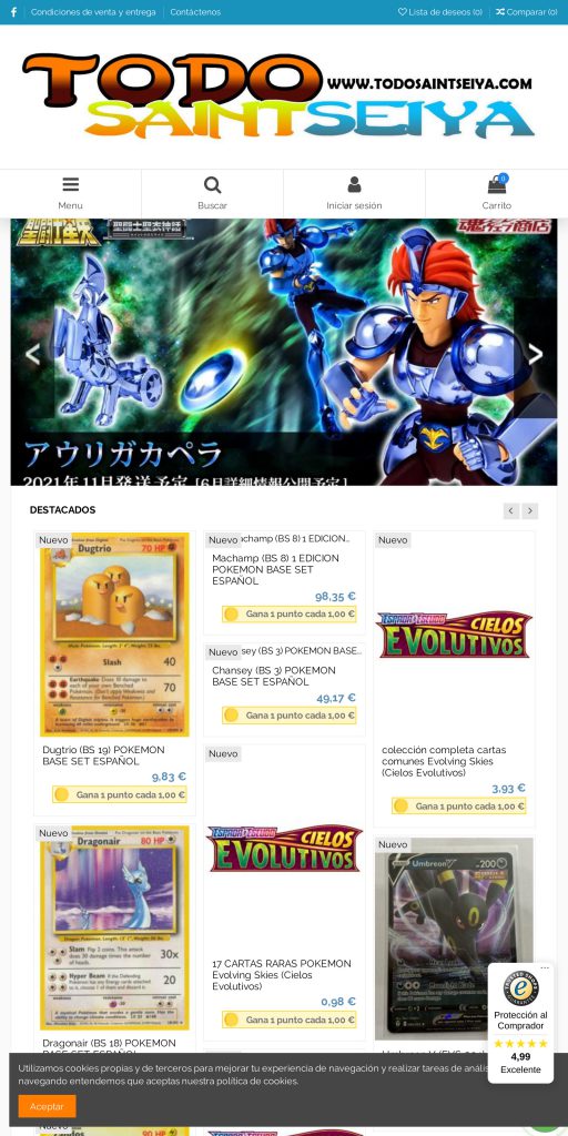 Captura de la portada de todosaintseiya.com