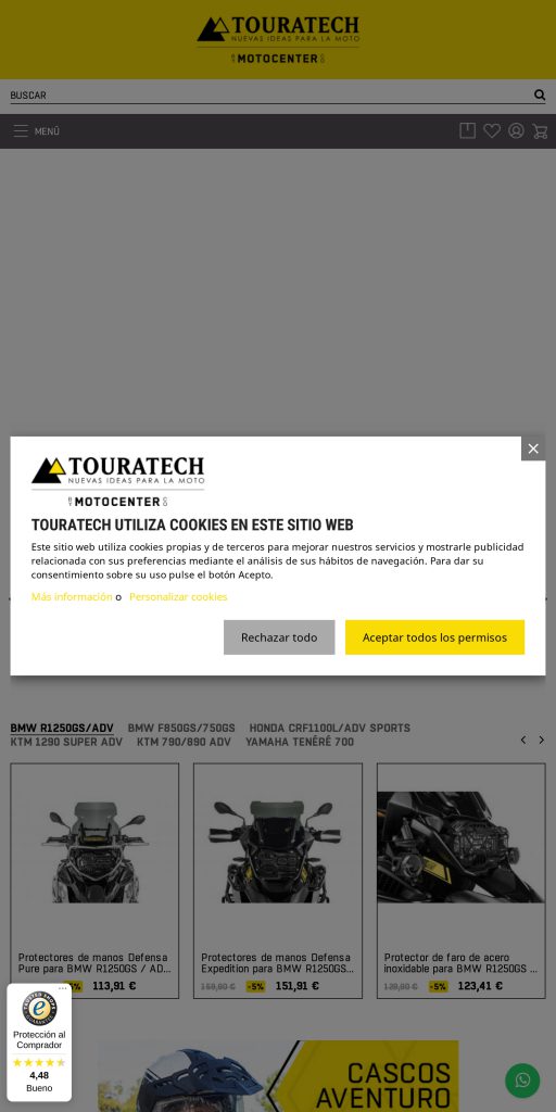 Captura de la portada de touratech.es
