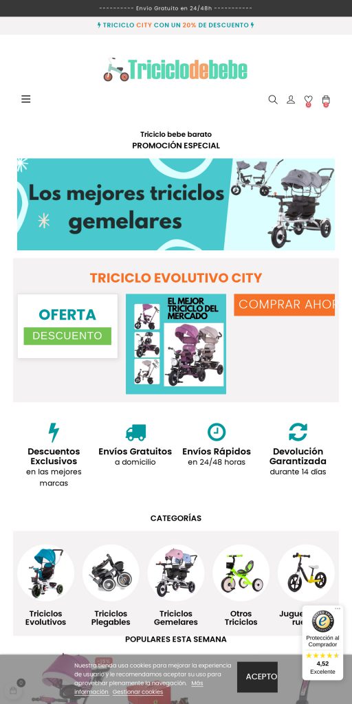 Captura de la portada de triciclodebebe.com
