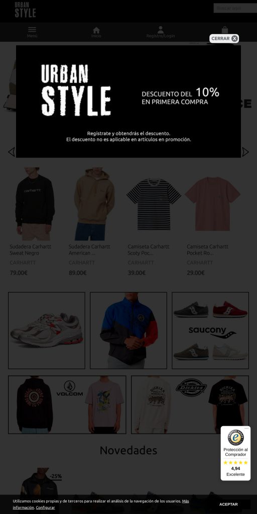 Captura de la portada de urbanstyleferrol.es