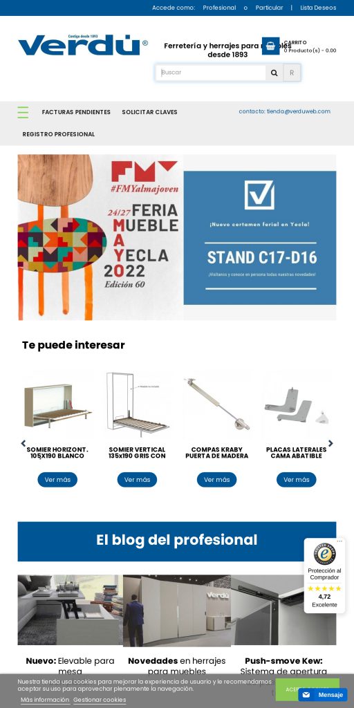 Captura de la portada de verduonlinestore.com