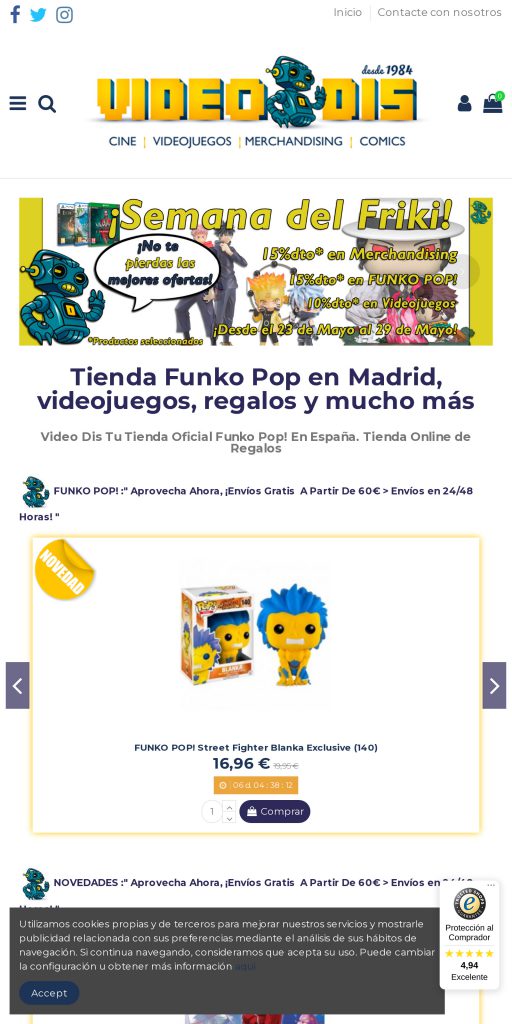 Captura de la portada de videodis.es