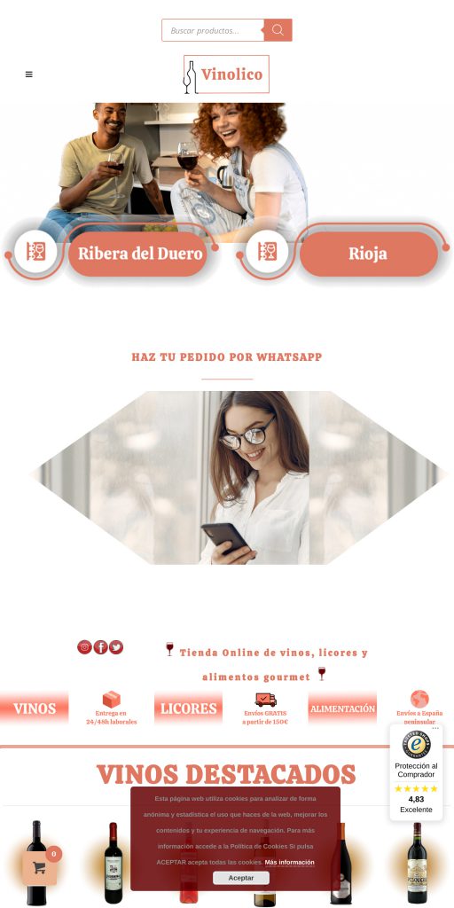 Captura de la portada de vinolico.com