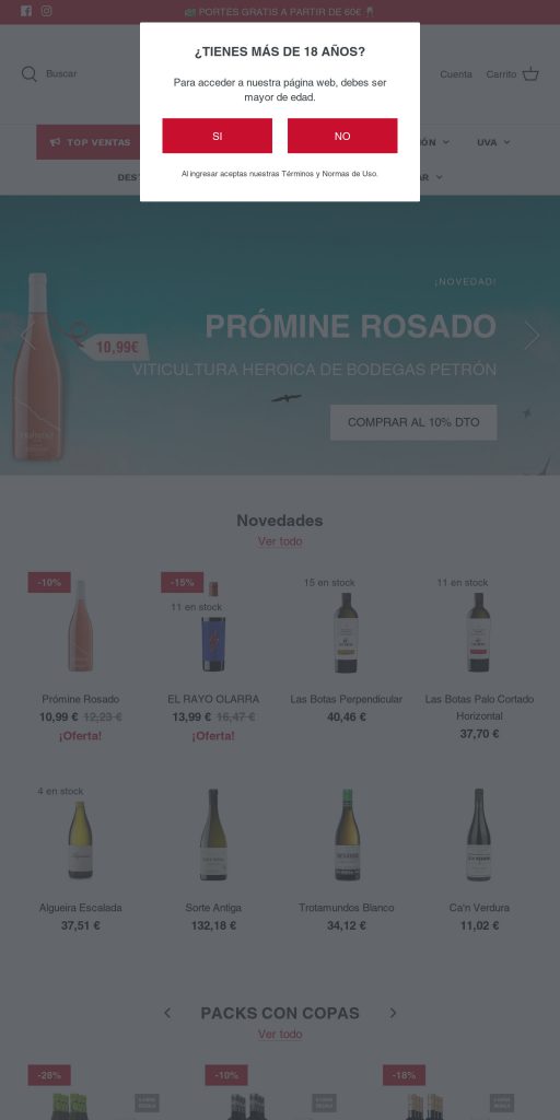 Captura de la portada de vinosconcaracter.com