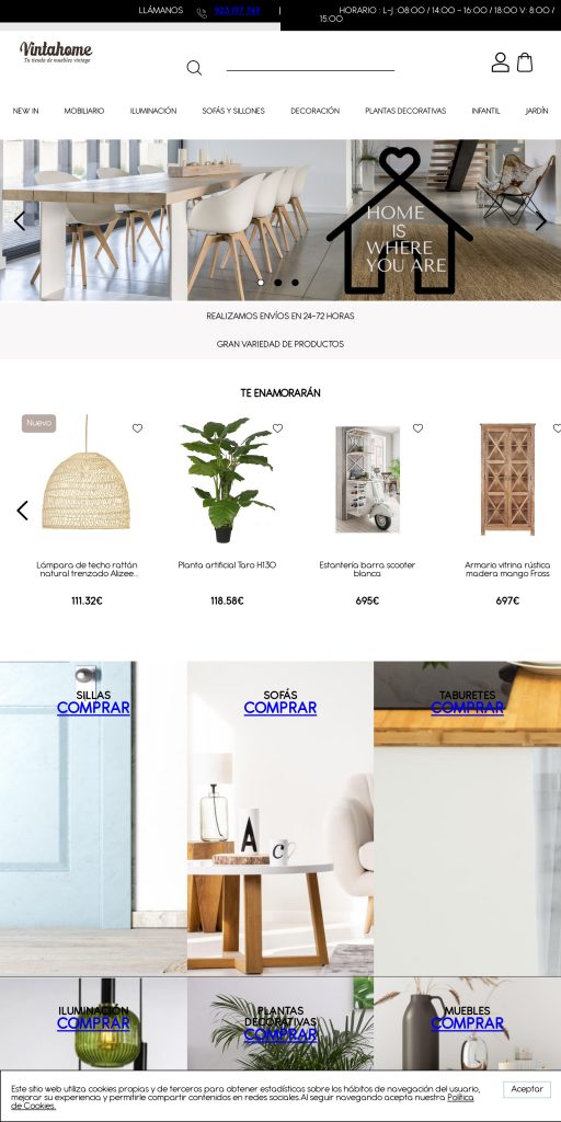 Captura de la portada de vintahome.com
