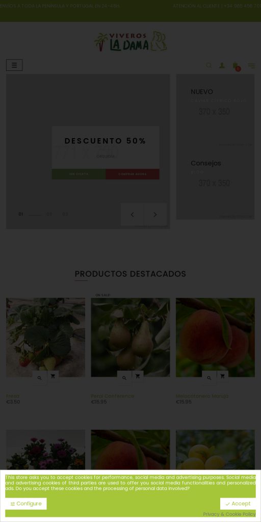 Captura de la portada de viverosladama.com