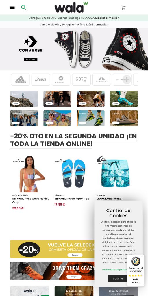 Captura de la portada de walashop.com