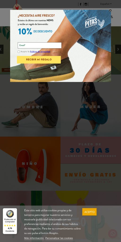 Captura de la portada de walkinpitas.com