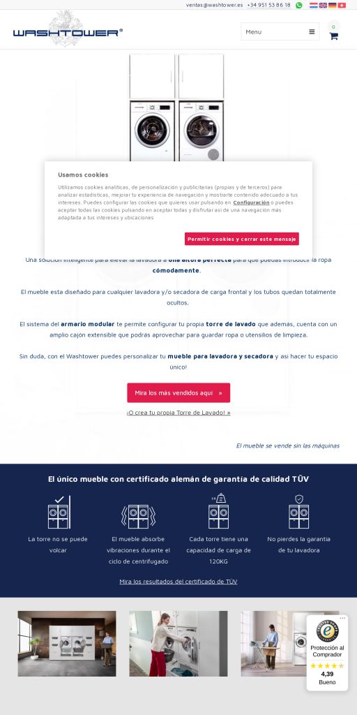 Captura de la portada de washtower.es