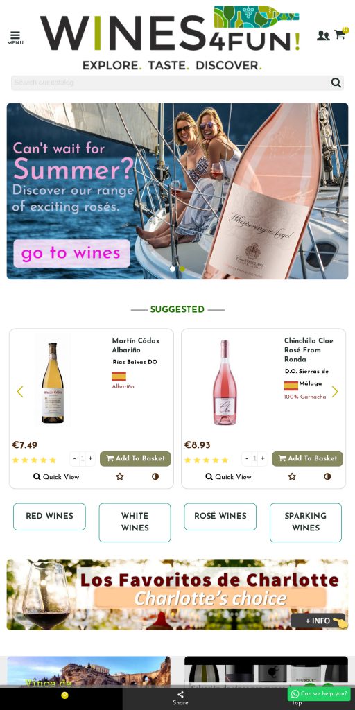 Captura de la portada de wines4fun.com