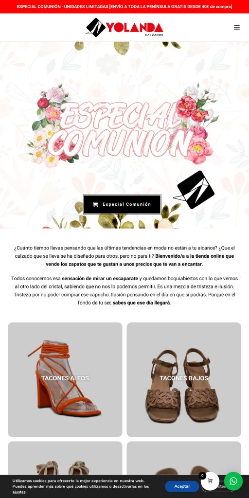 Captura de la portada de yolandacalzados.com
