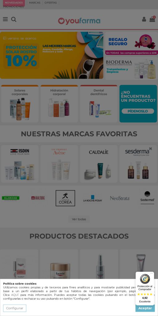 Captura de la portada de youfarma.es
