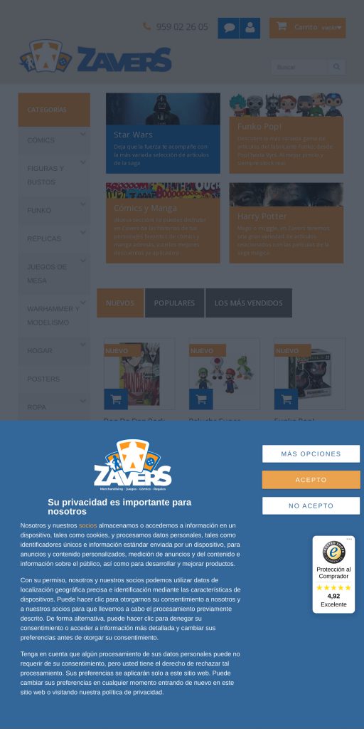 Captura de la portada de zavers.es