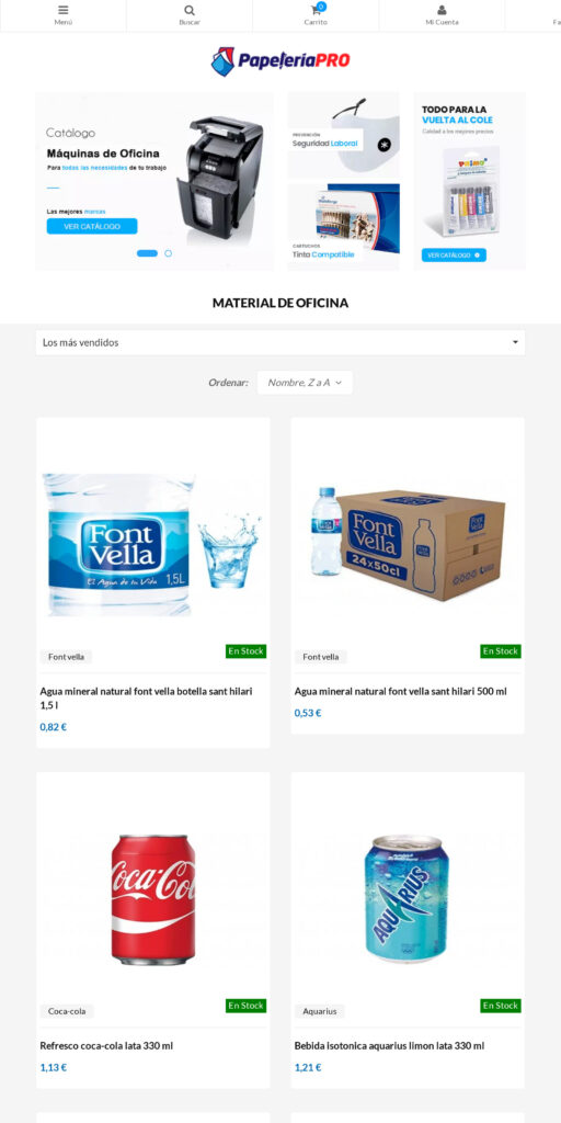 Captura de la portada de papeleriapro.com