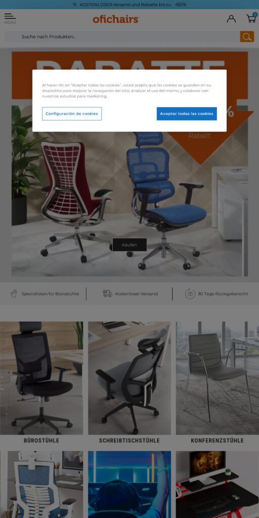 Captura de la portada de ofichairs.com