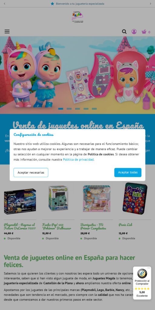 Captura de la portada de juguetesmagda.com
