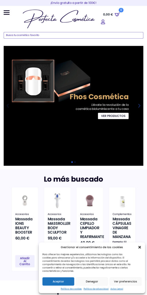 Captura de la portada de perfectacosmetica.com