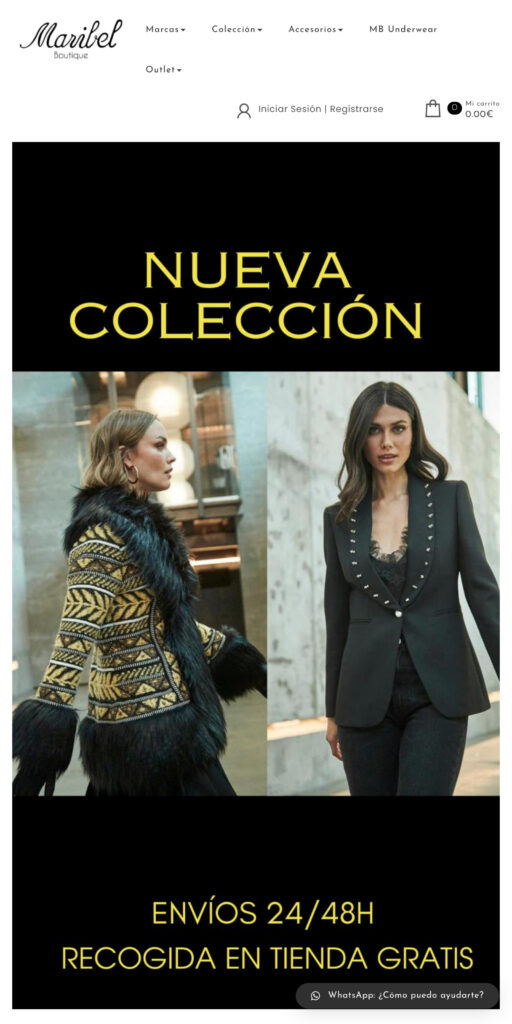 Captura de la portada de maribelboutique.com