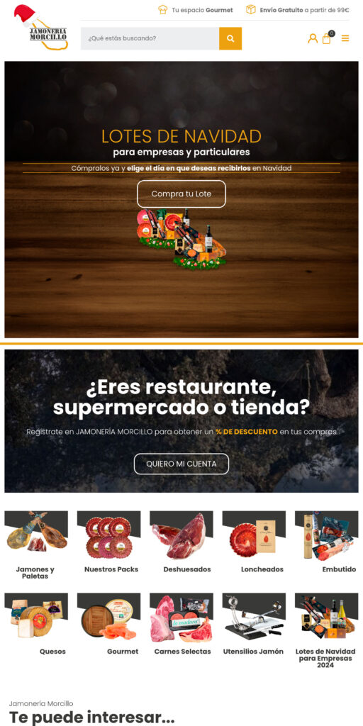 Captura de la portada de jamoneriamorcillo.com