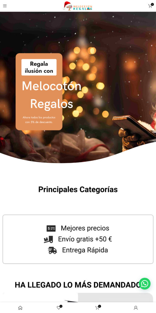 Captura de la portada de melocotonregalos.com